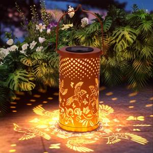 lot 4051 image: HPC Decor Solar Lantern Outdoor Waterproof Hummingbird Garden Gift for Women Mom Grandma Hanging Solar Light Metal Decor Outdoor Suitable for Patio, Terrace, Backyard, Porch - Retail $10