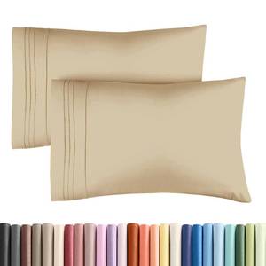lot 4054 image: King Pillow Cases Set of 2 - Ultra Soft Hotel Quality Pillowcase Covers - Comfy, Cozy and Wrinkle Free - Shrinkage, Stain and Fade Resistant - Machine Washable Pillow Protectors - 2 Piece Set - Beige - Retail $15