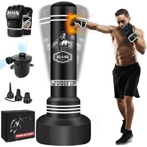 lot 15938 image: Freestanding Punching Bag for Adults, 70 Boxing Bag with Stand Kicking Bag Heavy Bag with Boxing Gloves and Electric Air Pump, Women Men Kickboxing Bags for Beginners Training MMA Muay Thai Fitness - Retail $55