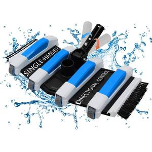 lot 15946 image: Enhanced Pool Vacuum Head with Direction-Control Swivel Handle Pool Brush Head with Wheels for Vinyl Liner Professional Weighted Pool Vac Cleaner for Inground and Above Ground Pool - Blue - Retail $38