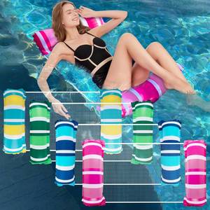 lot 15952 image: Zcaukya 4 Pack Inflatable Pool Float Hammocks, 4-in-1 Water Floating Mesh Chair for Adults, Swimming Pool Drifter Saddle Lounge for Summer Events Pool Parties, BluePinkGreenYellow - Retail $19