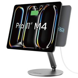 lot 15955 image: LULULOOK Magnetic Wireless Charging Stand for iPad Pro 11 M4 (2024) Only, 360° Rotating Base with Anti-Slip Pad, Aluminium Alloy Foldable iPad Pro Stand Tablet Holder for Desk, USB C Cable Included - Retail $90in