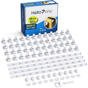 lot 15959 image: Cabinet Locks for Babies48Locks10Keys) Magnetic Child Locks for Cabinets Baby Proofing Cabinets-HelloPony - Retail $66