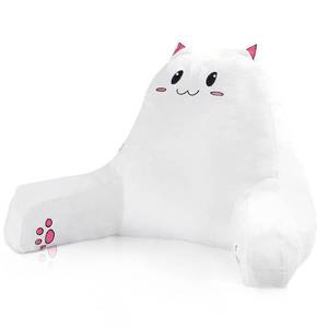 lot 15960 image: SUNSIDE Kitty Reading Pillow for Sitting in Bed, Cute Back Pillows for Adult and Children, Shredded Memory Foam Pillow with Arms, Cat Design Bed Pillow, Back Support Pillow with Washable Cover - Retail $50