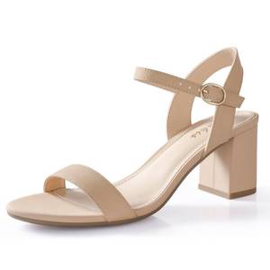 lot 15968 image: Ankis Nude Black Heels, 2.5 Block Chunky White Clear Silver Heel Dressy Open Toe Heels For Women Ankle Strap Low Short Thick Strappy Dress Comfortable Sandal Casual Party Wedding Event Summer Shoes Size 10 - Retail $40