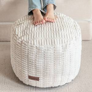 lot 15986 image: HIGOGOGO Pouf Ottoman Stuffed Round Modern Foam Filled Foot Rest Poufs for Living Room Chair Decorative 26 X 18 Inches Boho Relax Stool for Wedding Christmas Party, Beige - Retail $410