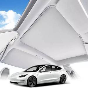 lot 15993 image: KBOISE 2025 Upgrade Tesla Model 3 Sunshade Roof No Sag, Heat Insulation Foldable Glass Roof Sun Shade Block UV and Keep Cooling, Accessories for Tesla Model 3 2020-2026 Highland Gray - Retail $14,984