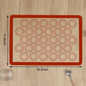 lot 16262 image: Generic Silicone Baking Mat, 2 Pack, Non-Stick, Food Safe, Macaron, Rectangular, 16.5 x 11.6in, Red - Retail $19in