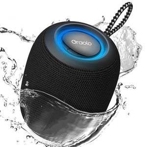 lot 16272 image: Oraolo Bluetooth Speaker, IPX7 Waterproof Portable Bluetooth Speaker with 15W Immersive Audio, 30H Playtime, LED Light, Bluetooth 5.3, Support TWS, Wireless Speakers for Outdoor Camping Home - Retail $30