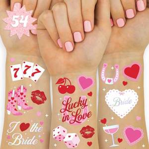 lot 16275 image: xo, Fetti Lucky in Love Temporary Tattoos - 54 Iridescent Foil Pcs  Western Bachelorette Party, Cherry Favors, Vegas Bridal Accessory, Casino Bach Activity, Cute Stickers - Retail $8