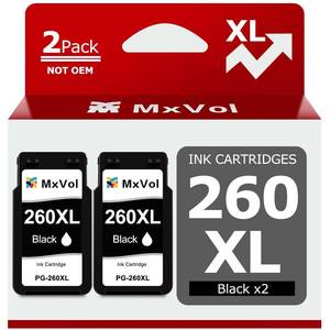 lot 16305 image: 260XL PG-260XL Black Ink Cartridge Compatible Replacement for Canon 260 260XL PG260XL PG-260XL Black for Pixma TS6420a TS6420 TS6400 TR7020a TR7020 TR7000 TS5300 TS5320 Printer Ink Cartridge (2 Black) - Retail $43