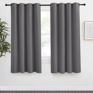 lot 16311 image: NICETOWN Grey Blackout Curtain 68 inch Long, 55 inches Width, 1 Panel, Thermal Insulated Window Treatment with Grommet Room Darkening Thermal Insulated Panel for BedroomLiving Room - Retail $14