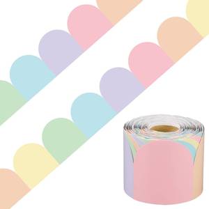 lot 16334 image: 68.9 Ft Pastel Bulletin Board Borders Colorful Scalloped Border Trim Roll Rainbow Bulletin Board Decorations Pastel Die Cut Classroom Borders for School Classroom Office Chalkboard Wall Desk Decor - Retail $1,981