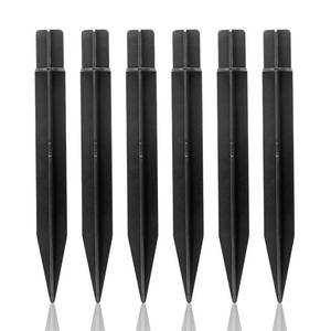 lot 16357 image: Moicstiy 6 Pcs Solar Light Stakes Replacement, 8.27 Inch Plastic Ground Stakes, Black Pathway Lights Spike for Yard, Garden, Outdoor (Inside Diameter 0.87 Inch) - Retail $9
