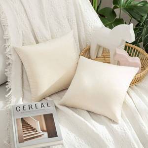 lot 6118 image: MIULEE Pack of 2 Velvet Pillow Covers Decorative Square Pillowcase Soft Solid Christmas Cushion Case for Spring Couch Sofa Bedroom Car 12x12 Inch Cream White - Retail $15