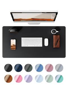 lot 6132 image: YSAGi Leather Office Desk Pad Protector, Large Mouse Pad, Non-Slip, PU Leather, Laptop Desk Blotter, Waterproof Writing Pad for Office and Home, Black, 23.6 x 13.8in - Retail $10in