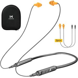 lot 6143 image: MIPEACE Bluetooth Earplug Headphones, Neckband Ear Protection Work earbuds-29db Noise Reduction Safety Headphones with Replacement Buds,19Hour Battery for Lawn Mowing DIY (Grey) - Retail $50