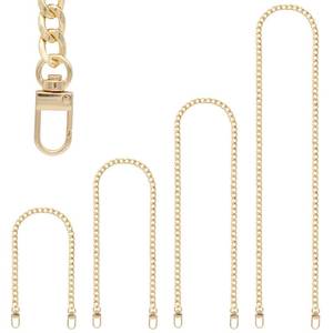 lot 6144 image: RAPUDA 4 Pieces Different Sizes Iron Replacement Flat Chains Iron, Metal Chain Strap for DIY Purse Handbag Shoulder Crossbody Bag Clutch (15.4 Inch, 23.6 Inch, 31. 4 Inch, 47.2 Inch) Gold - Retail $9