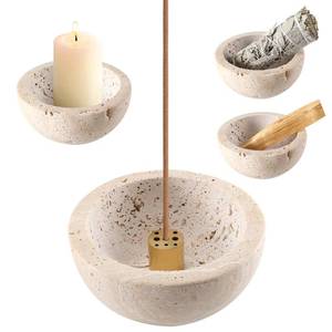 lot 6145 image: SHICANGSHIYE Incense Holder for Sticks and Cones - Handcrafted Limestone Incense Burner and Ash Catcher, Modern Stone Holder for Aromatherapy, Meditation, and Japanese Incense - Retail $18