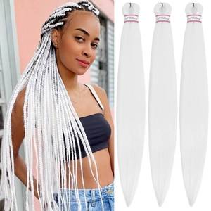 lot 13161 image: Col bling Braiding Hair Pre Stretched 28 Inch 3 Packs White Long Braid Hair Extensions for Women Box Braids Hair Pre-Stretched Yaki Texture Professional Synthetic Knotless 28 Inch - Retail $10