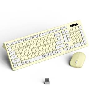 lot 13165 image: Wireless Keyboard and Mouse Combo, Full-Sized Wireless Keyboard and Adjustable DPI Mouse, 2.4GHz USB Receiver, Keyboard and Mouse for PC, Windows, Desktop, Laptop (Canary Yellow) - Retail $24