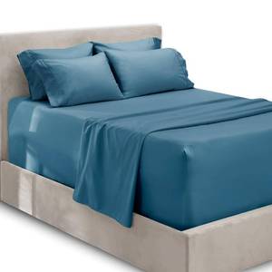 lot 13172 image: Hearth and Harbor Extra Deep Pocket Queen Sheets Sets - Fits Mattress 18-24 Inches Deep - Extra Deep Pocket Sheets - 6 Piece Queen Size - Blue Heaven - Retail $30