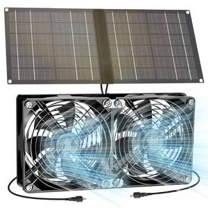 lot 13175 image: ZIJIN Dual Solar Fan for Chicken Coop, 12W Solar Powered Fans for Outside Shed - Retail $3,077