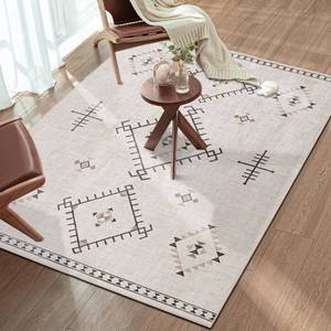 lot 13180 image: ILANGO Area Rug 3x5 for Living Room Bedroom Washable Moroccan Boho Rugs for High Traffic Area Non Slip and Non-Shedding Rugs Fade Resistant Carpet for Doorway Entryway Kitchen Laundry (Beige) - Retail $50