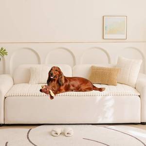 lot 13186 image: Mitid Sofa Cover Fuzzy Couch Cover for Pet, Couch Covers for Dogs Washable Non-Slip Sofa Slipcover Cushion Protector Pets Friendly Mat Bed White - Retail $34