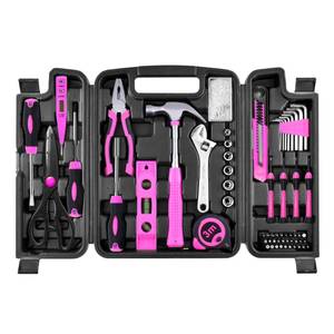lot 13190 image: SOLUDE Pink Tool Set,206-Piece Home Tool Kit for Women Girls Ladies,Basic Household Toolkits for New Apartment Garage Office College Dorm and DIY Projects - Retail $34