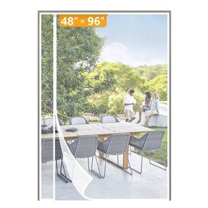 lot 13225 image: Yotache Reversible LeftRight Opening Magnetic Screen Door Fits 48 x 96 inch Doors, Screen Size 50 x 97in Anti-Tearing Net with Strong Magnets for FrontBack Patio Door, White - Retail $28in