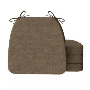 lot 13238 image: AAAAAcessories D-Shaped Chair Cushions, 2 Thick Dining Chair Pads with Ties and Removable, Machine-Washable Cover, 17in x 16in, Set of 4, Taupe - Retail $55in