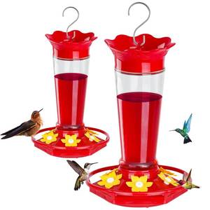lot 13242 image: FEED GARDEN 10oz Plastic Hummingbird Feeders for Outdoors - 2 Pack, Ant and Bee Proof, 6 Feeding Ports, Easy Clean Red Nectar Feeders for Outside Hanging, Gifts for Mom - Retail $20