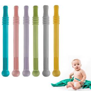 lot 14311 image: Fu Store Hollow Teether Tube Chew Straw Sensory Toy for Infant Toddlers Silicone Tubes Teething Toys for Babies 18-36 Months Gifts Learning Developmental Toys BPA Free Freezable 6 Pack - Retail $7