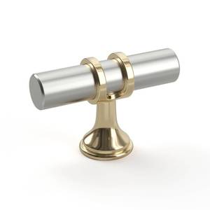 lot 14316 image: goldenwarm 5 Pack Brushed Nickel and Gold Cabinet Knobs Kitchen Cabinet Knobs Gold Drawer Pull Handles Brushed Nickel Drawer Hardware, Single Hole Handles - Retail $12