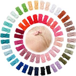 lot 14325 image: CLLOT 60Pcs Baby Hair Clips 1.2 Tiny Baby Bows Snap Hair Clips for Thin Hair Grosgrain Ribbon Hair Bows Clips for Baby Girls Toddlers Infant in Pairs - Retail $10in