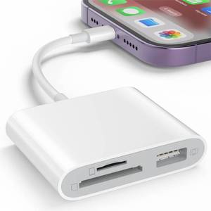 lot 14333 image: SZHAIYIJIN SD Card Reader for iPhone, Memory Card Reader with USB Camera Adapter Plug and Play Trail Game Camera Viewer Supports SD and TF Card MicroSD Card Adapter for iPad No App Required - Retail $8