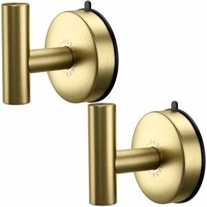 lot 14341 image: DGYB Large Cup Hooks for Bathrooms Set of 2 Gold Towel Hooks for Stainless Steel 15 Lb Removable Wall Hooks for Hanging Heavy Duty - Retail $15