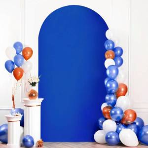 lot 14353 image: HEMMOTOP Blue Arch Cover 7.2 ft (No Arch Backdrop Stand), Spandex Wedding Balloon Stretchy Arch Backdrop for Photo, Round Top Stand Covers for Party Birthday Baby Shower Anniversary Decoration - Retail $25
