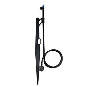 lot 14357 image: Raindrip 172CPUB, Adjustable Flow Micro Sprinkler Assembly, Half-Circle Pattern, Fan Spray, 14 Clamp N Pierce Inlet, Riser and 13in Stake, for Drip Irrigation Gardening Systems, BlackBlue(Pack of 1) - Retail $9in