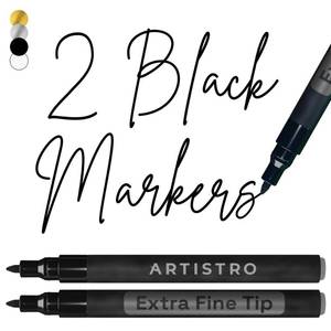 lot 14360 image: ARTISTRO 2 Black Acrylic Paint Markers - 0.7mm Extra Fine-Tip Paint Pens - Perfect for Crafting, Art Projects, and More - Retail $7