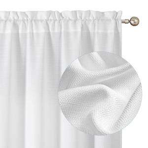 lot 14367 image: Chyhomenyc White Curtains 45 Inch Length 2 Panels, Faux Linen Textured Semi Sheer Light Filtering Soft Airy Rod Pocket Window Treatment Drapes for Living Room Bedroom, 30Wx45L Inch, 2 PCS - Retail $13
