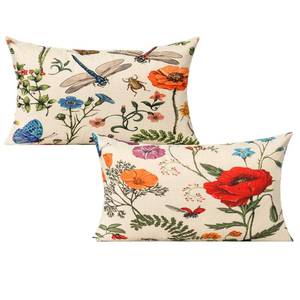 lot 14374 image: All Smiles Lumbar 12x20 Throw Pillow Covers Set of 2 Outdoor Summer Spring Garden Flowers Farmhouse Dcor Outside Furniture Bench Decorative Cushion Cases for Patio Sofa Couch Chair Bed - Retail $10