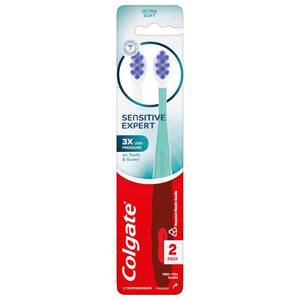 lot 14386 image: Colgate Sensitive Expert Ultra Soft Sensitive Toothbrush Pack, Extra Soft Toothbrush for Sensitive Gums and Teeth, Gently Cleans Teeth and Gums, 2 Pack - Retail $9