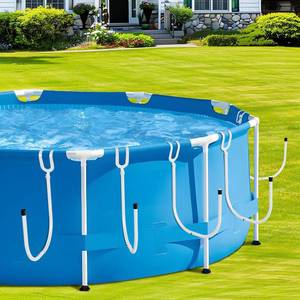 lot 15924 image: 5PCS Pool Solar Cover Holder for Above Ground Pool, Adjustable Pool Cover Hooks for Solar Cover Blanket Storage, Sturdy Metal Solar Cover Holders Designed for Frame Above Ground Pools - Retail $27