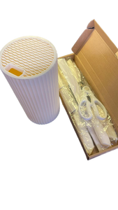 lot 15927 image: Hunter.Dual Kitchen Knife Set with Holder - White - Retail $35