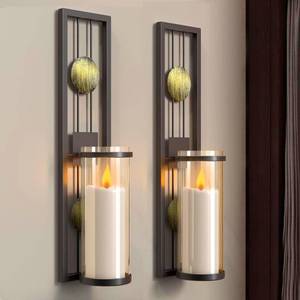 lot 15931 image: Shelving Solution Set of 2 Wall Sconce with Candle Holders, Metal Antique Bronze Style Wall Classic Home Decorations(Not Include Candle), for Living Room, Bathroom, Dining Room - Retail $24