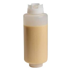lot 4061 image: Restaurantware 32oz. FIFO Inverted Plastic Squeeze Bottle with Refill and Dispensing Lids - First In First Out - Perfect for Restaurants Catering and Food Trucks - 1ct box - Retail $10