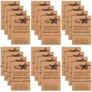 lot 4076 image: Huquary 24 Pcs Star Shape Bracelet Set with Make a Wish Card Christmas Employee Appreciation Gifts Adjustable Inspirational Bracelet Cord String for Women Jewelry Gifts - Retail $20