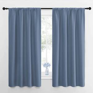 lot 4091 image: NICETOWN Blackout Curtains for Living Curtains, Triple Weave Home Decoration Thermal Insulated Solid Blackout Curtains and Drapes for Nursery (Stone Blue, Set of 2, 42-inch x 63-inch) - Retail $22